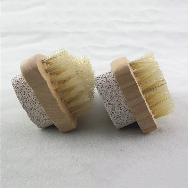 Juchiva Brosses de nettoyage en bois Brosse à poils Exfoliant pour les pieds Dissolvant de peau morte Pierre ponce Pieds Spa Masseur