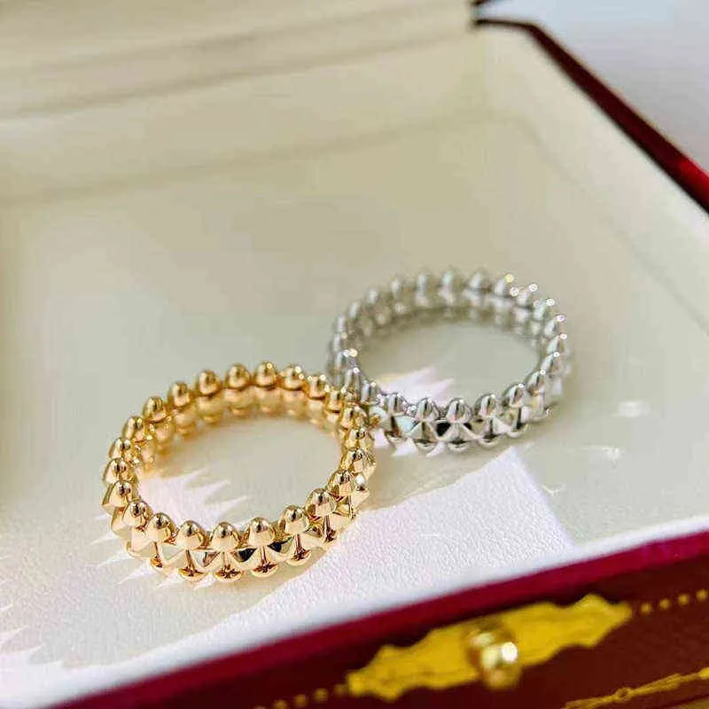 Europäischer Luxusschmuck 925 Sterling Silber Weidennagel vergoldeter Ring Herren- und Damenmode klassische Marke Partygeschenk Y220310187s