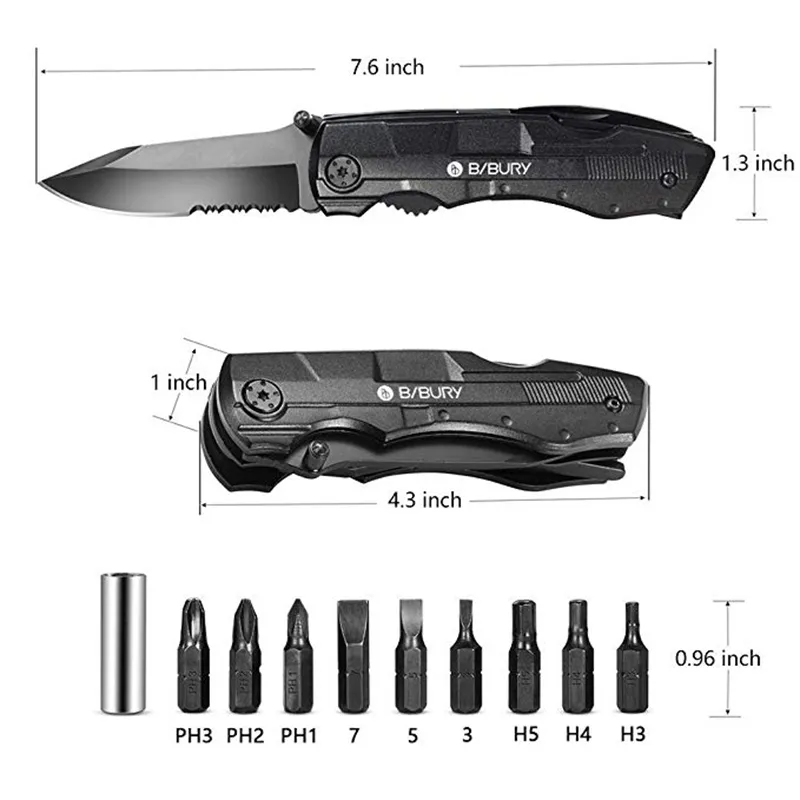 3REIZ Multitool Pocket Pliers Stainless Outdoor Camping Survive Multi-functional Pliers Screwdriver Kit Bits Knife Bottle Opener