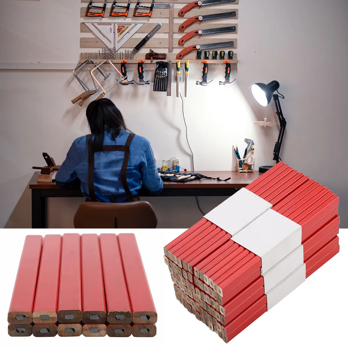 ottagonale falegname matita lavorazione del legno strumento di marcatura matite di piombo in legno 175mm spedizione gratuita Y200709