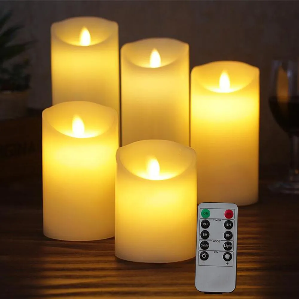 Candles Lights LED Flameless Candles Light with Timer Remote Control Smooth Flickering Candle Light Battery Operated Y247J