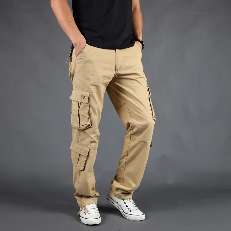 Nouveaux Hommes Cargo Hommes Lâche Armée Tactique Pantalon Multi-poches Pantalon Pantalon Homme Grande Taille 42 Mâle Militaire Salopette 201221