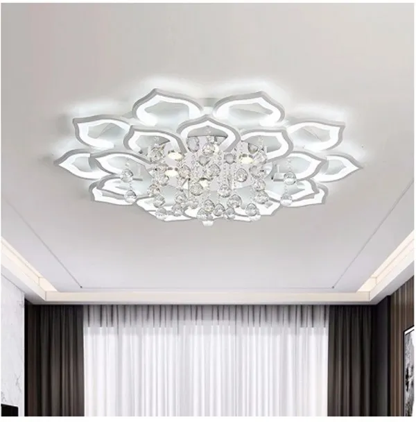 Nowoczesne lampy sufitowe LED do salonu biała K9 Crystal domowa lampa sypialni z zdalnym sterowaniem Dimmable Plafon Lustre224F