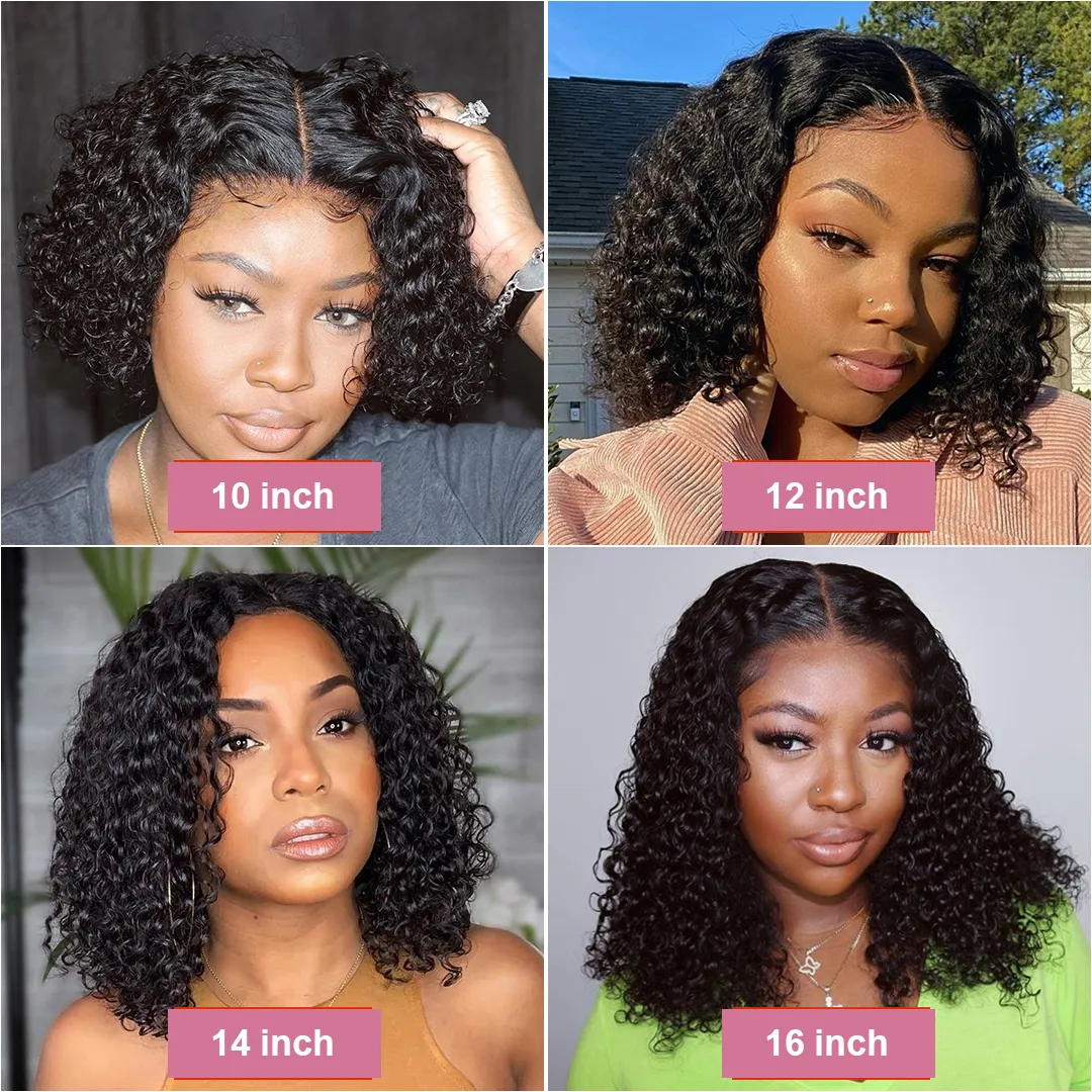 Brazilian Deep Wave Lace Bob Wigs Pre Plucked With Baby Hair Human Hair Wigs Water Curly Short 150% Lace Wig For Black Womenfactory direct