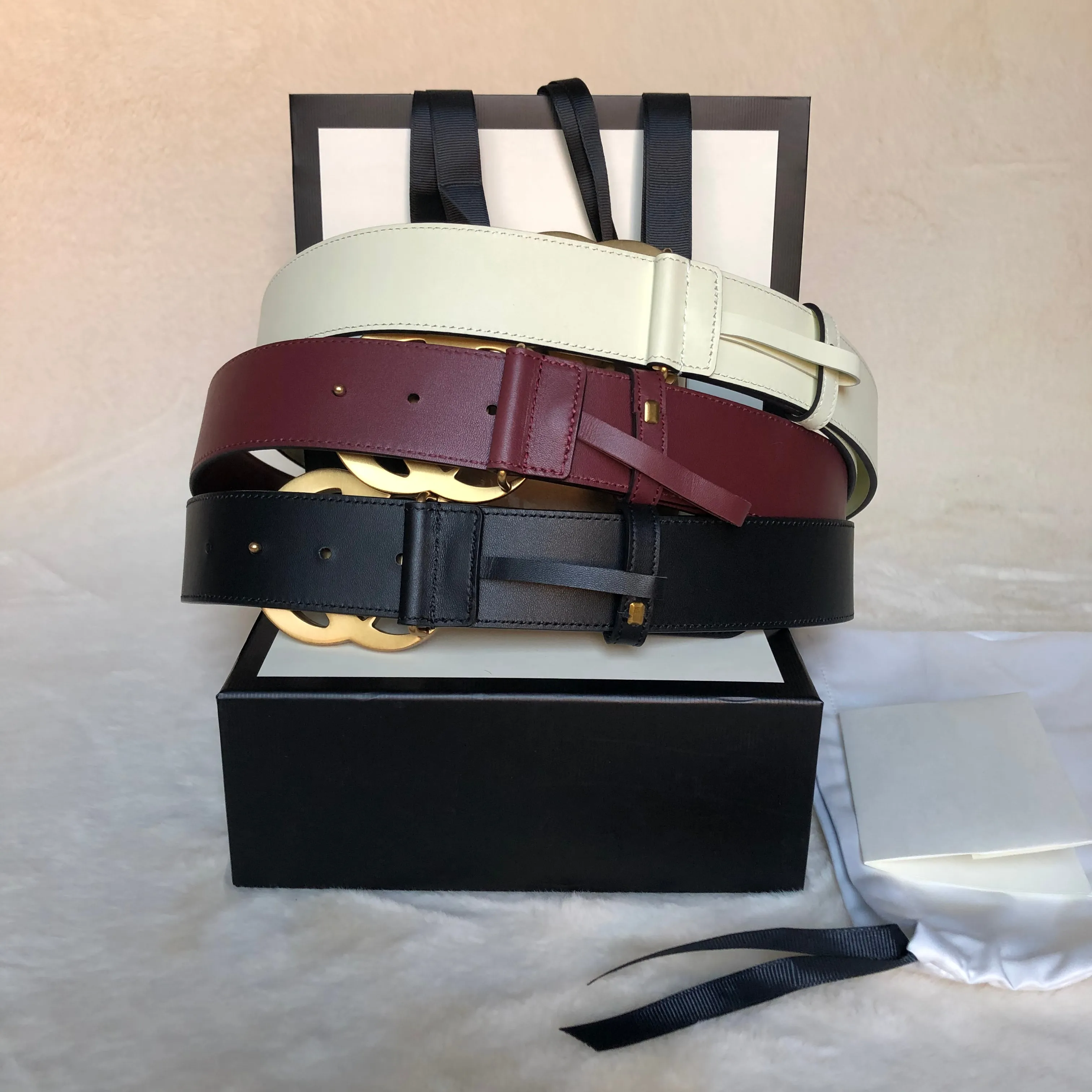 Qualité classique 5 couleurs 3 largeurs ceinture en cuir véritable femme avec boîte hommes ceintures femmes or argent boucle ceintures femmes designer191t