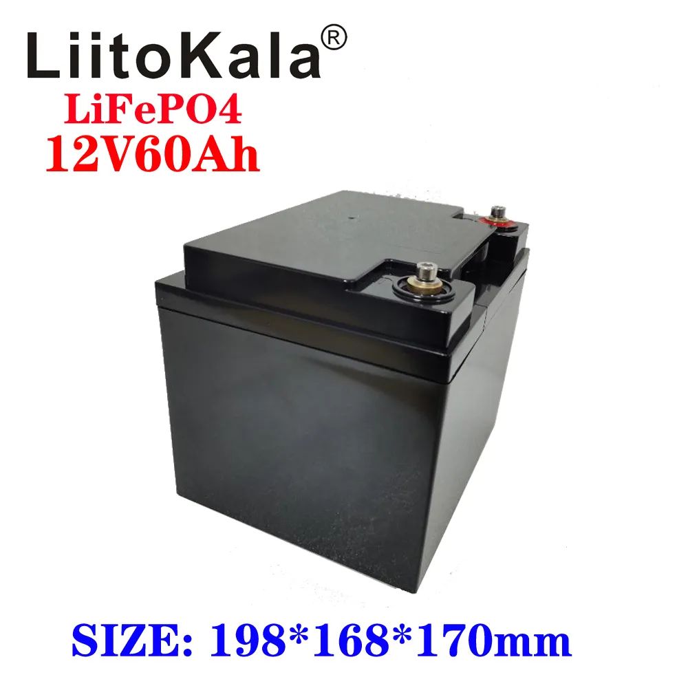 Stockage d'énergie solaire 12v 60ah batterie à cycle profond LiFePO4 batterie de voiture rechargeable panneau de protection BMS intégré