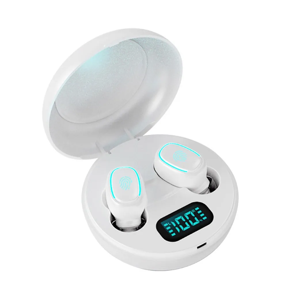 Écouteurs sans fil A10 TWS Bluetooth 5.0 Écouteurs intra-auriculaires HiFi sans fil avec boîtier de charge numérique rond Écouteurs de sport Écouteurs