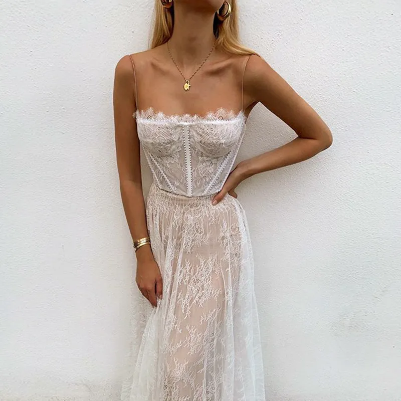 Affogatoo Sexy v neck backless summer pink dress women Elegant lace evening maxi dresses female Holiday long party dress ladies H1210