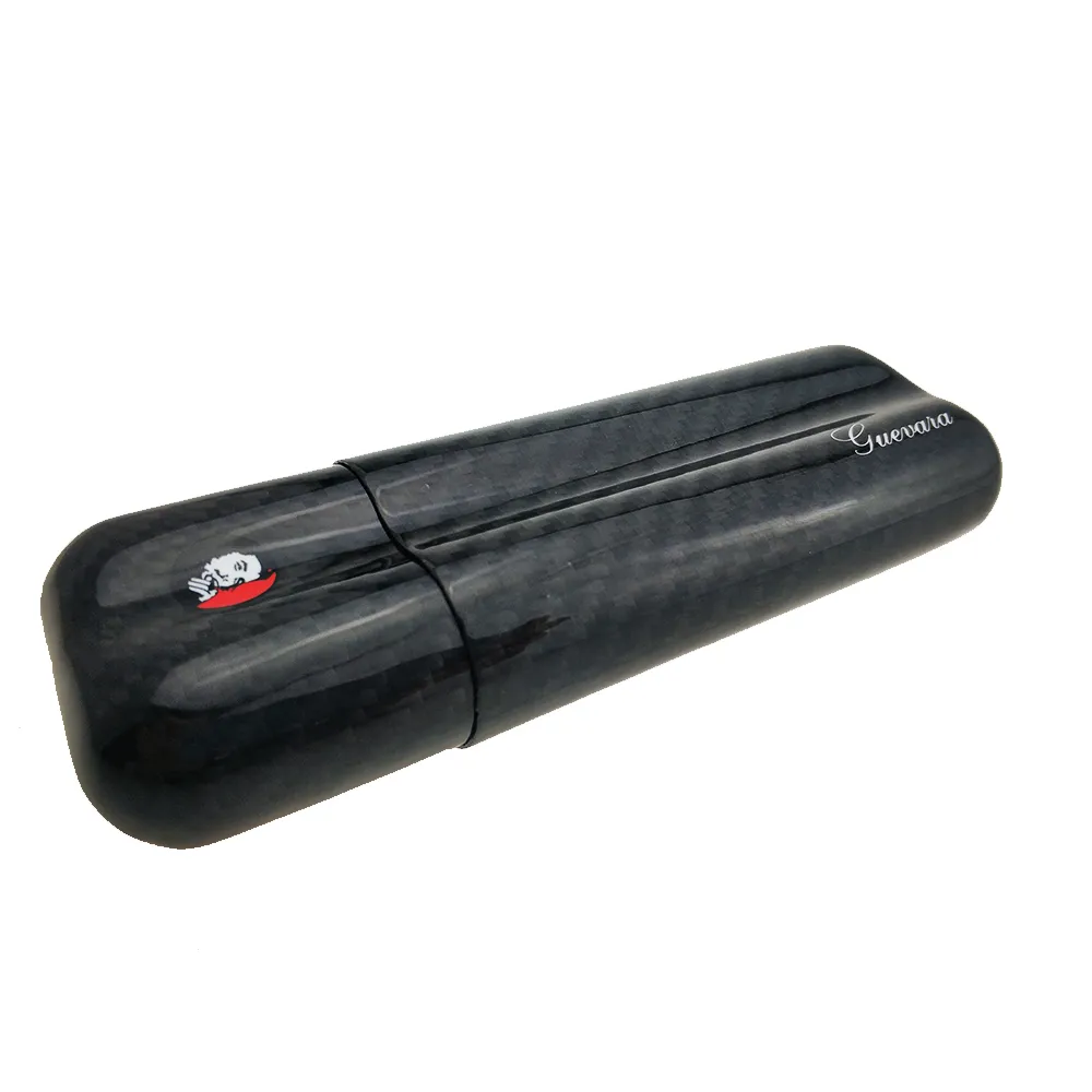 Tube Carbon Fiber Case 2 Tube Travel Humidor Portable Holder Tillbehör för 2 bästa present