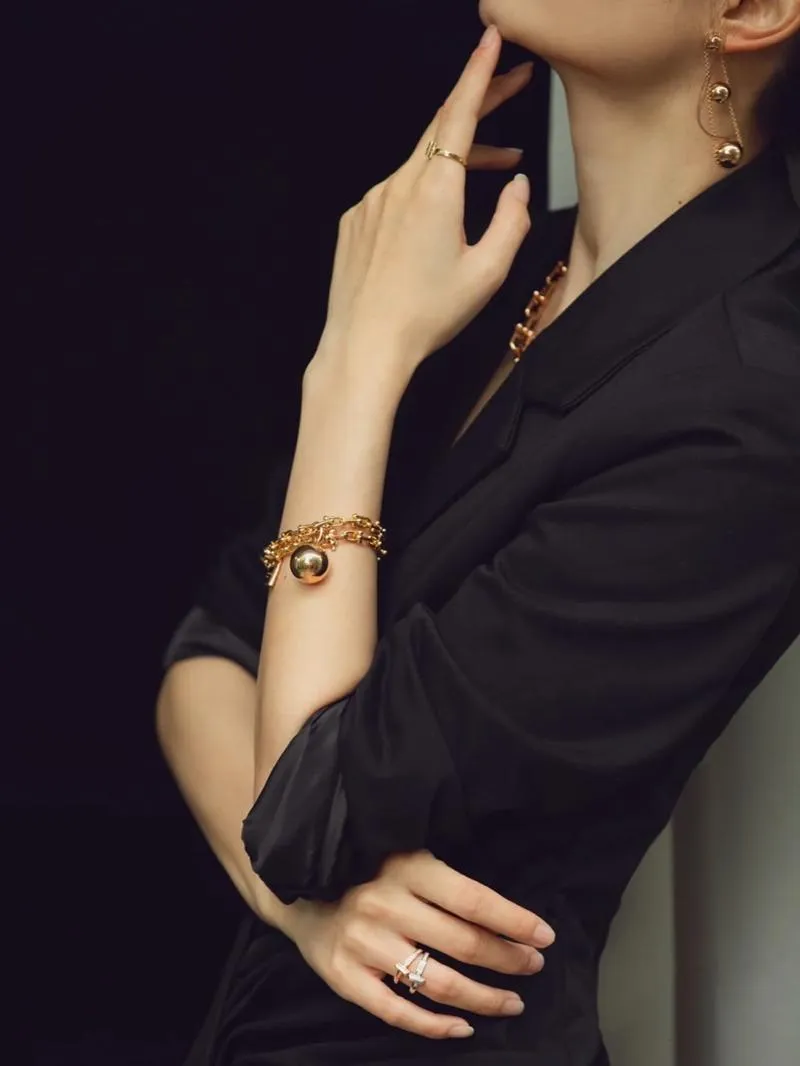 Латунь с 18-каратным золотым рубцом, шариковая цепочка, серьги-капли с кисточками, женские ювелирные изделия, вечернее платье в стиле панк, взлетно-посадочная полоса, редкое, южнокорейское, японское, Boho313l