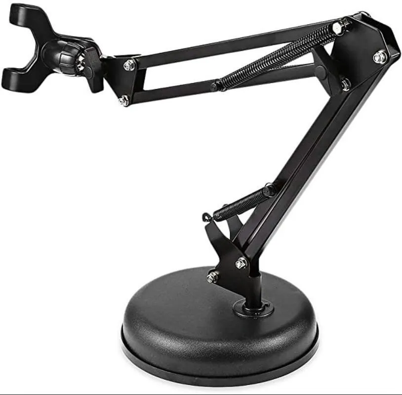 Support de microphone extensible support de table support paresseux rotatif à 360 ° avec pince bras articulé flexible pour micro de téléphone portable