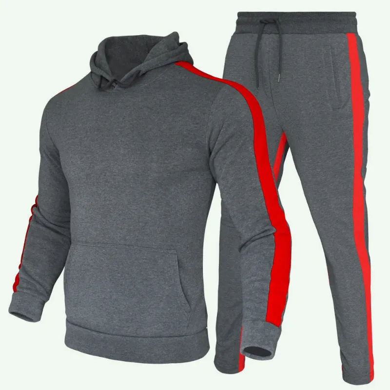 Mäns mode hoodie sportkläder kläder jogging casual löpande sport kostym + byxor 2-bitars set 220308