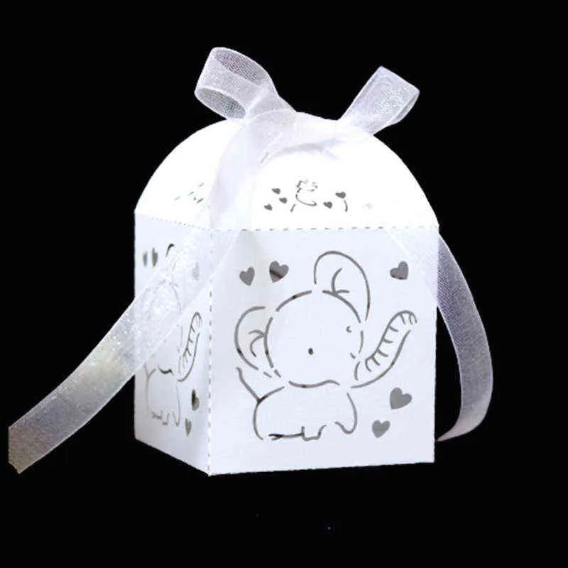 elefante taglio laser bomboniere confezione regalo scatola di caramelle vuota con nastro baby shower fidanzamento decorazione della festa nuziale H1231
