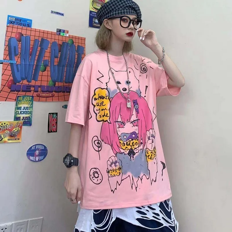 NiceMix princesse t-shirt femmes filles esthétiques roses t-shirt des années 90 harajuku impression de dessin animé t-shirt d'été graphique top tee femme T200516