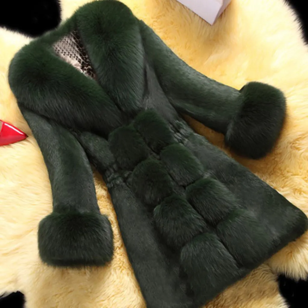 winter coat women Regular Rayon Plush solid color faux fur coat Regular Coats with Green Wine Black White Four Color to Choose LJ201202