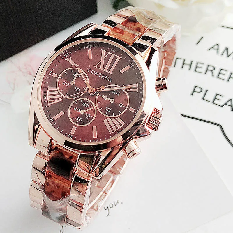 Novas mulheres relógios famosa marca de luxo moda quartzo marrom senhoras relógios pulso genebra designer presentes para mulher 2012042792