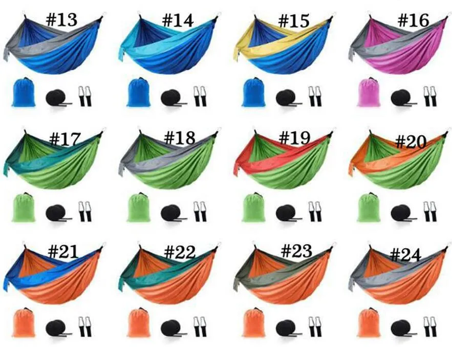 Hammocks Double Lightweight Nylon Hammock Outdoor Parachute Hammock Home Bedroom Lazy Swing Chair Beach Hammocks Campe Backpacking