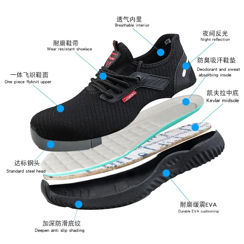 Work Safety Shoes Steel Toe Shoes For Men Safety Boots Men Steel Toe Protection Shoes Puncture Proof Steel Toe Security Shoe Y200915