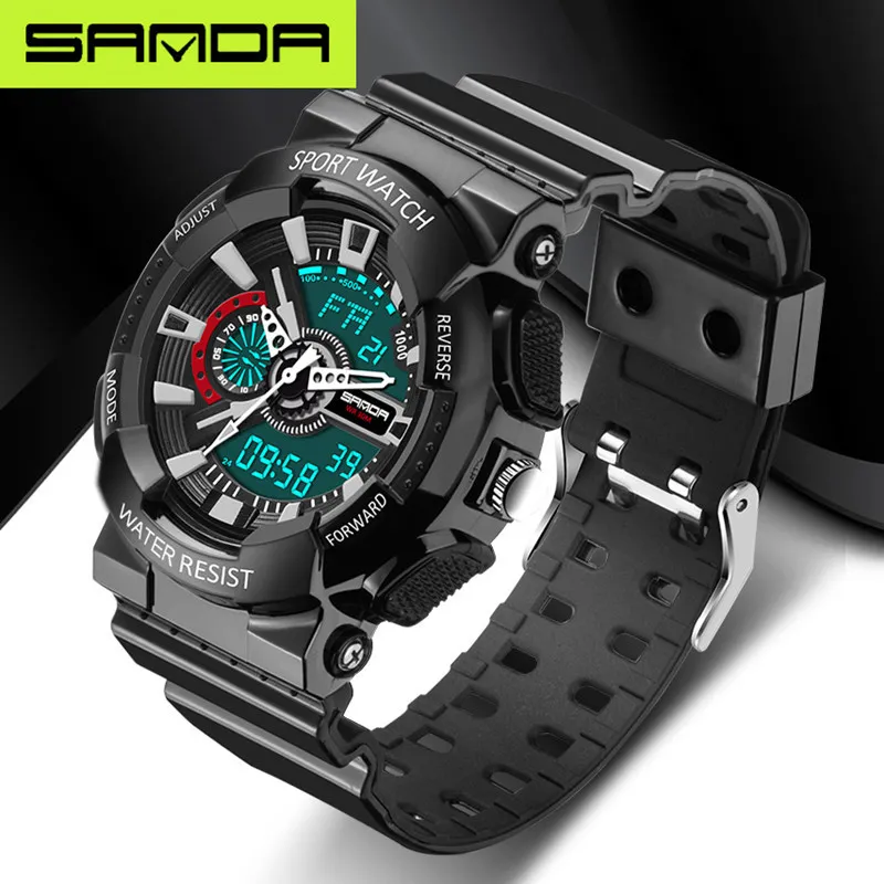 Nieuw merk SANDA mode horloge heren LED digitaal horloge G outdoor multifunctionele waterdichte militaire sporthorloge relojes hombr303m