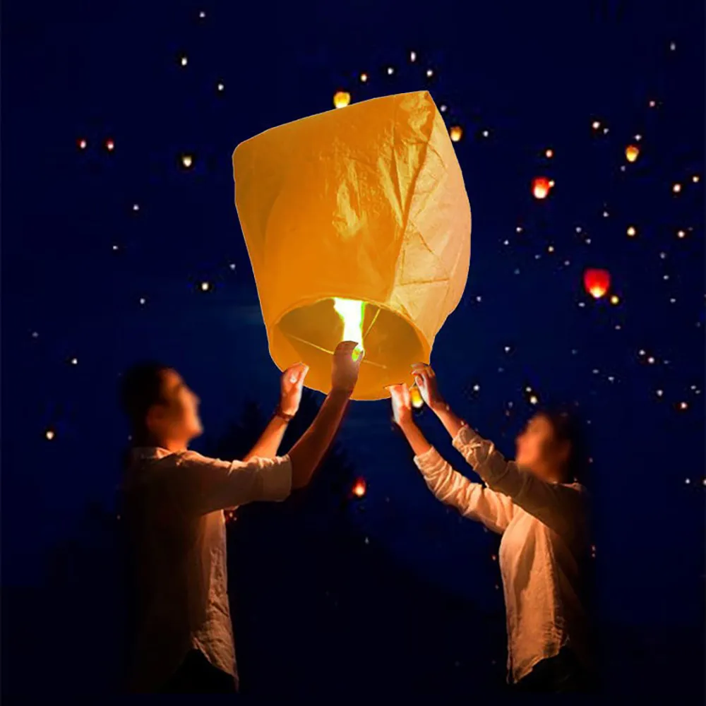 10 pièces ensemble lanterne volante ciel ing lanterne lanternes en papier bricolage lampe chinoise pour la décoration de fête de noël de mariage 201127200Q