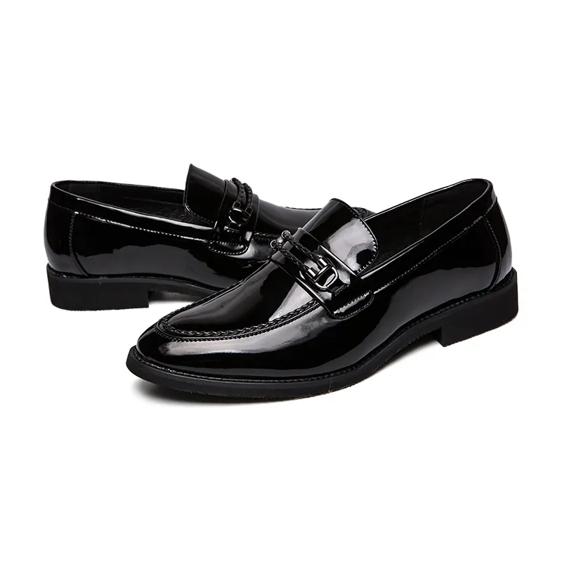 plus size men casual business wedding dress black patent leather shoes slip-on driving oxfords shoe gentleman loafers zapatos