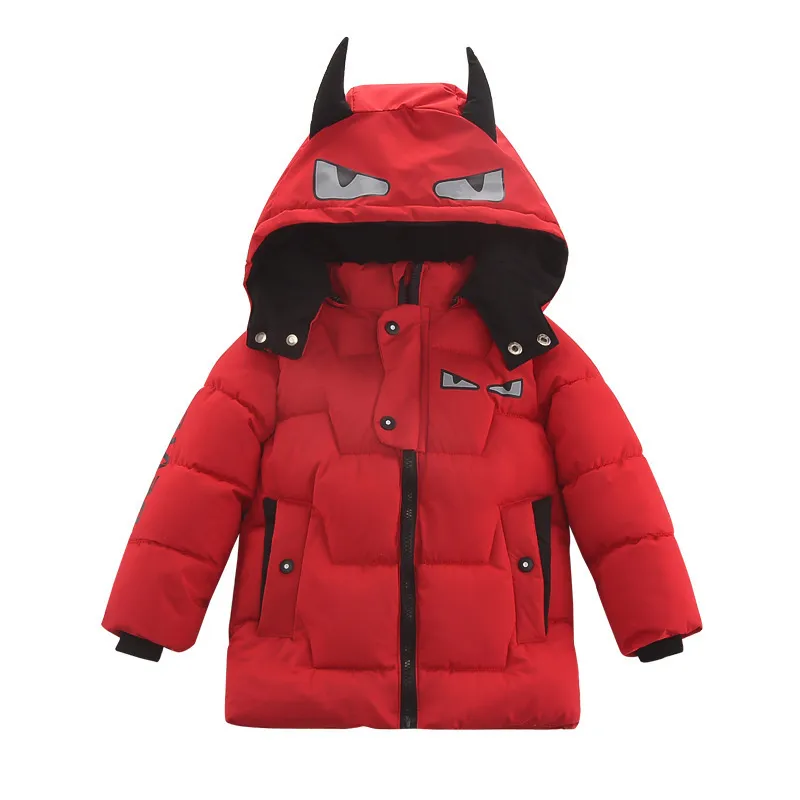 Fashion Winter Boys Jacket New Children's Coath Little Devil Winter Boy Pattern Bear Bear Warm Baby Cotton Stack