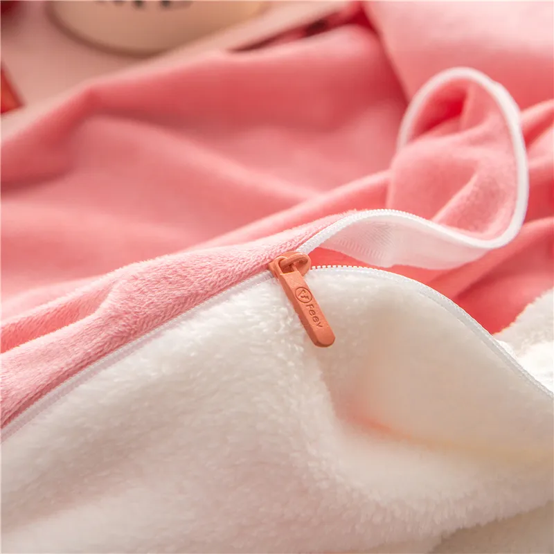 Snowflake velvet Duvet Cover Sets single Queen Size Bedding Sets Pillowcases Giraffe pig bed cover Bed Linen T200706