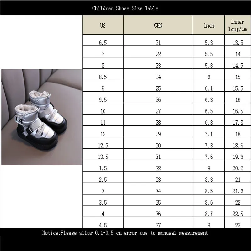 Barnskor Vinterbarns snöstövlar plus sammet förtjockande pojkar och flickor bomullskor vattentätt icke-halk WA LJ201201
