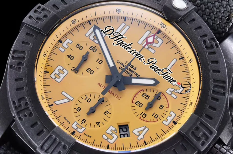 GF XB0180E4 ETA A7750 Automatic Chronograph Volcano Special Polymer Mens Watch PVD Yellow Dial Nylon Leather PTBL Super Edition Pu261y