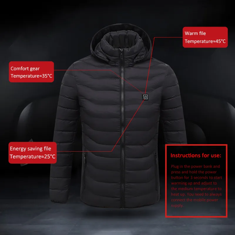 roupa inteligente roupa inverno luz de proteção fina jaqueta masculina colete elétrico USB oito zona 220301