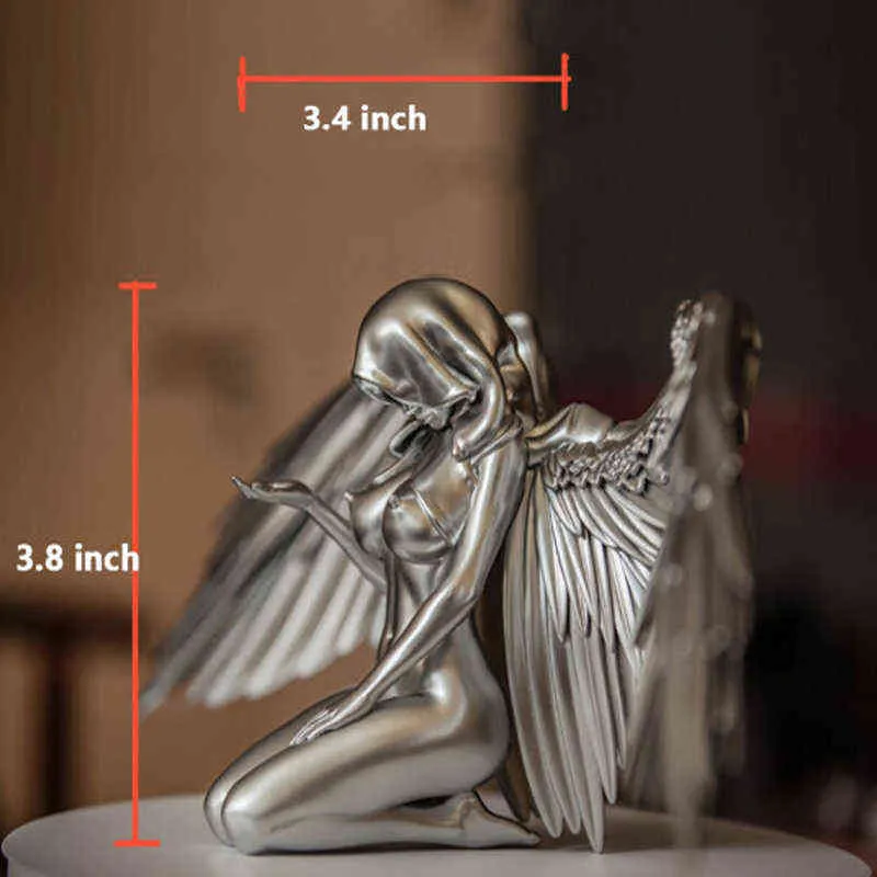 Figurer miniatyrer silver ängelvingar hartshantverk skrivbord ornament trädgård ornament hem dekor ängel cabochon 2201138911904