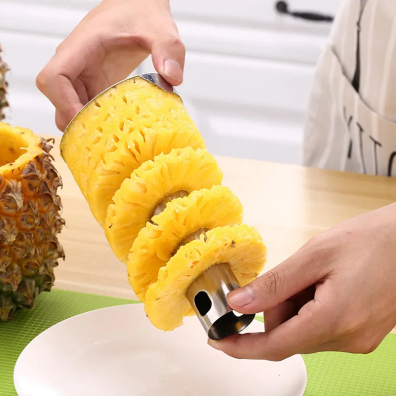 Rostfritt stål ananas peeler lätt att använda tillbehör ananasskivor frukt knivskärare corer skivare köksverktyg 1 st 2011243y