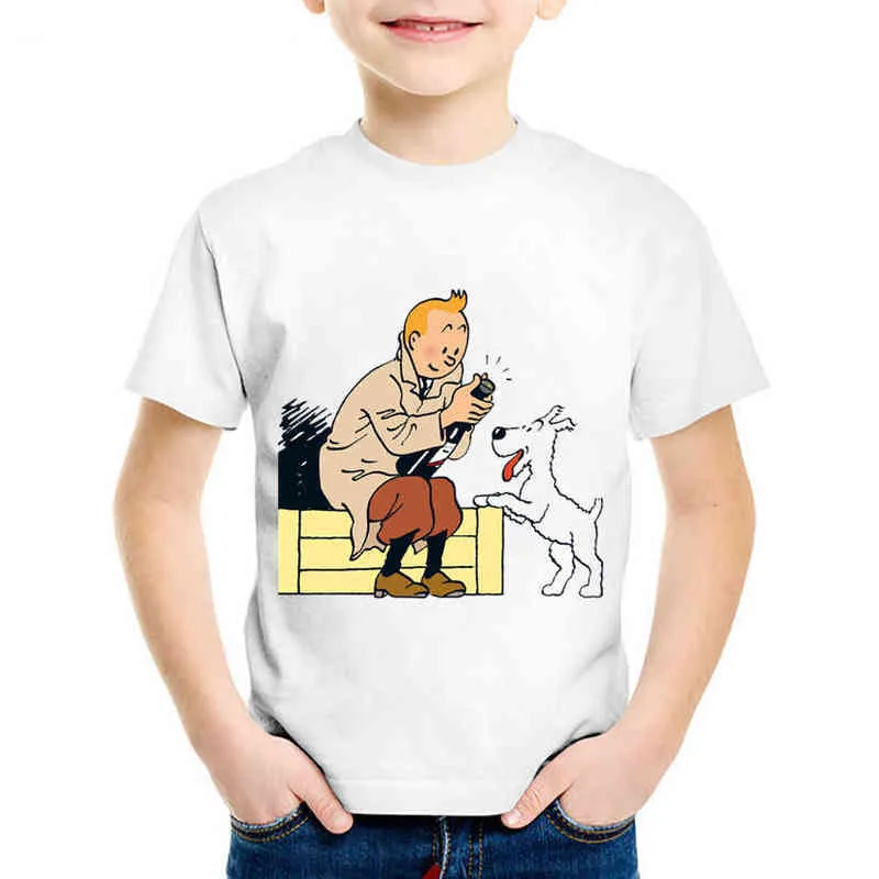 Cartoon Print Kinderen Grappige T-shirts Kids Mode Zomer Korte Mouw Tees Jongens / Meisjes Casual Tops Babykleding G1224
