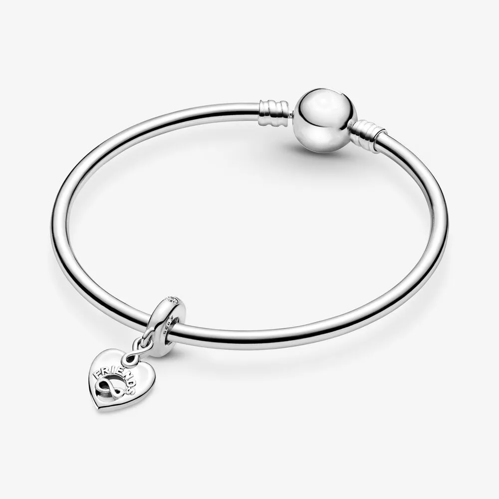 100% 925 Sterling Silver Sparkling Friends Forever Cuore Ciondola Pendenti E Ciondoli Misura Originale Europeo Braccialetto di Fascino Moda Donna FAI DA TE Jewe228H