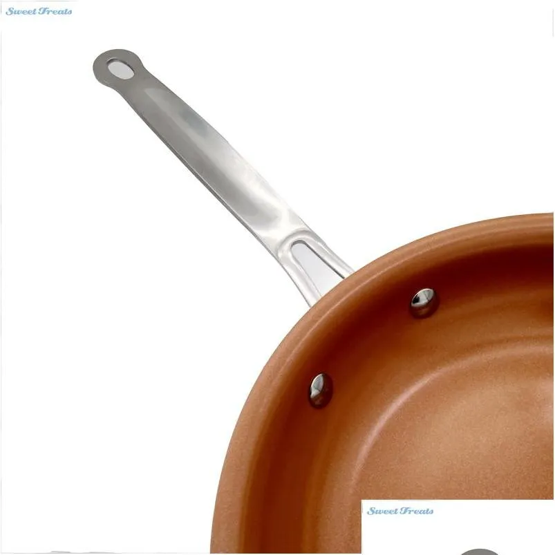 Köksredskap runt icke -stick koppar stekpanna med keramisk beläggning och induktion av matlagning ugn diskor jllzyd yummy shop325s