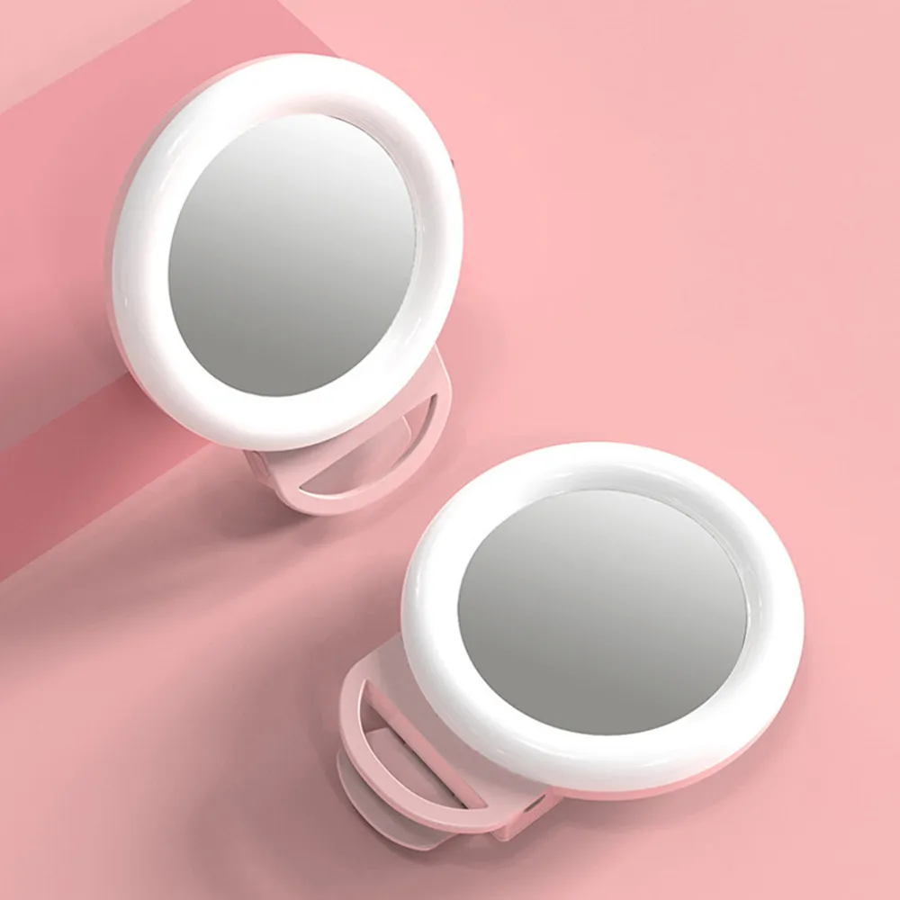 RGB Selfie LED Ring Fyll Ljus Circle Mini Mobiltelefon Lampor Lampklämma på Smartphone Uppladdningsbar Clip-on Makeup Mirror