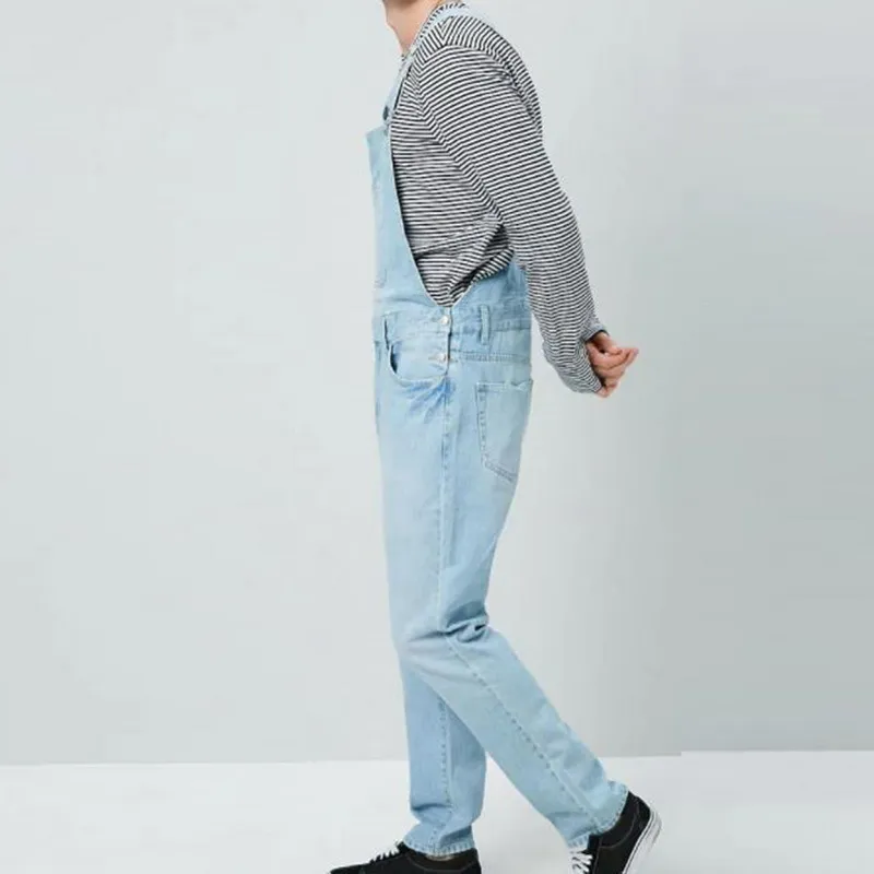 Puimentiua Mannen Denim Timmerman Overalls Casual Losse herenmode Hip Hop Jumpsuit Bib Broek 201027