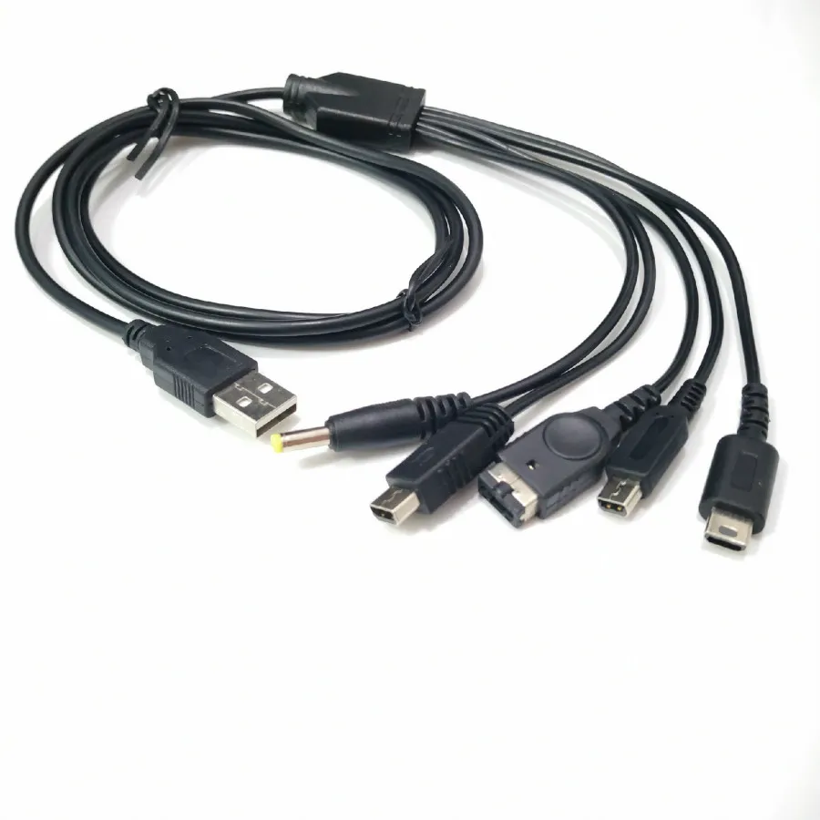 5 i 1 USB -laddningskabelladdare för GBA SP Wii U 3DS NDSL XL DSI PSP