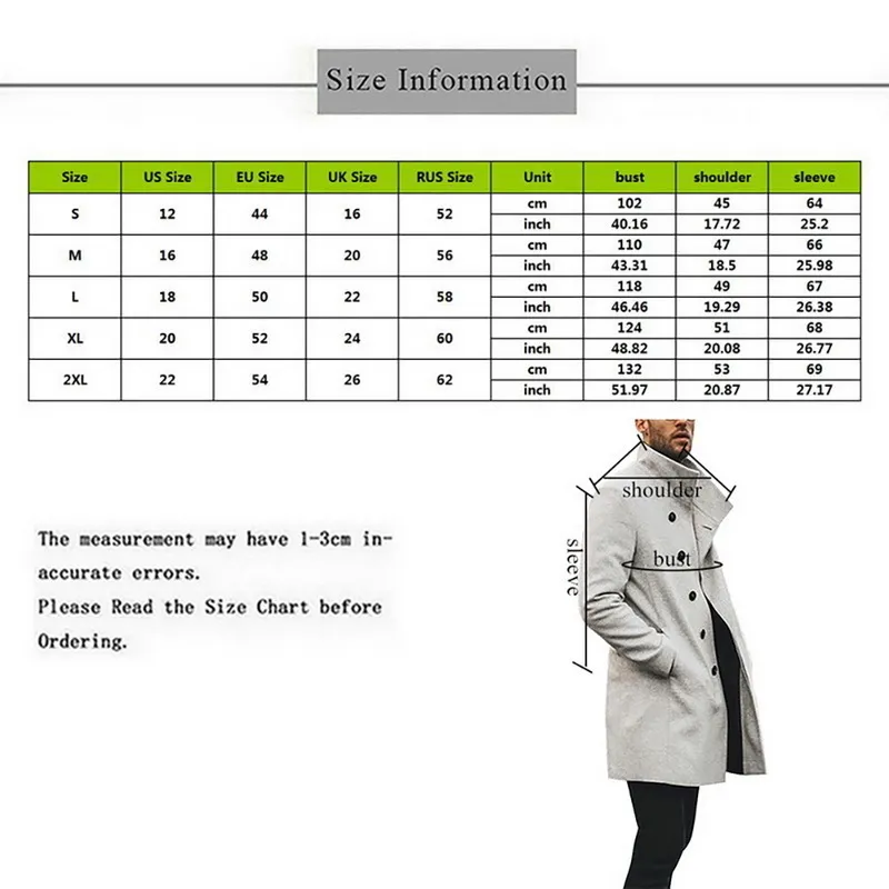 Herfst winter heren bovenkleding fleece mix jas mannelijke overjas casual solide slanke kraag jassen lange trenchcoat streetwear jas lj201106