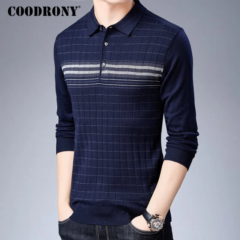 Coodrony Brand Sweater Men Knitwear Pull Homme Turn Down Collar Pullover Shirt Men Herfst Winter warme katoenen truien 91040 201224