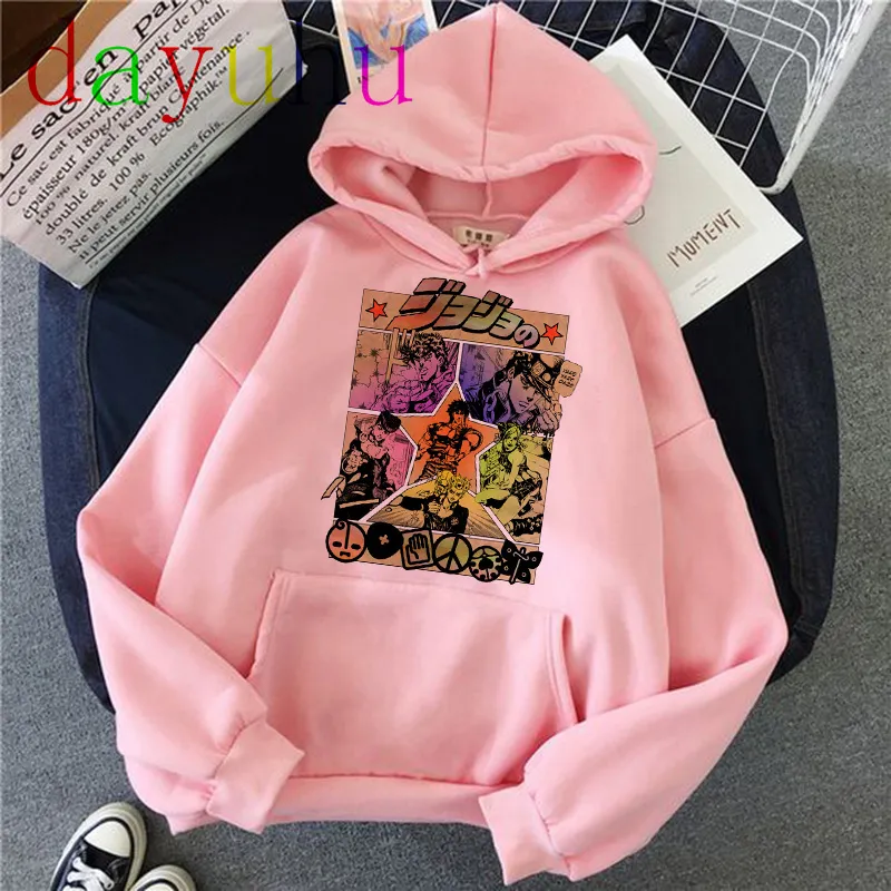 Jojo bisarre äventyr hoodie japanska anime menvinnor roliga tröja harajuku tecknad hiphop -vintage kläder man hooded9546875