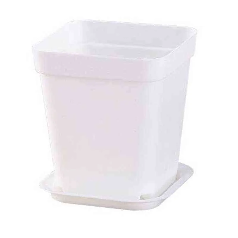 50 Pack 2.7 inch White Square Plastic Plant Potten met schotel, zaailing Nursery Transplanting Planter Container voor Tuin H1224