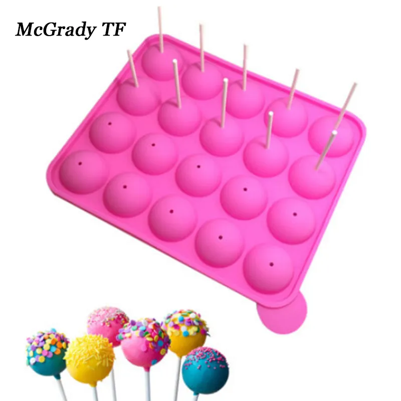 20 buraco bandeja de silicone pop papo vara mofo pirulito partido cupcake molde de cozimento sorvete esfera fabricante de molde de chocolate bolo ferramentas T200703