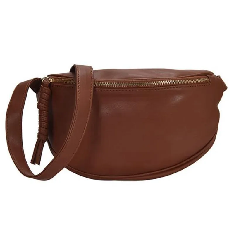 Bolsas de cintura Fashion Lady Bag Large Capacidad Messenger Banana PU Leather232f
