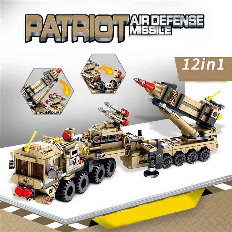 Airodefense Missile Mini Building Blocks Esercito Militare Ragazzo Bambini Giocattoli Camion Bambini Mattoni Mini Figure Giocattolo Educativo Y220214