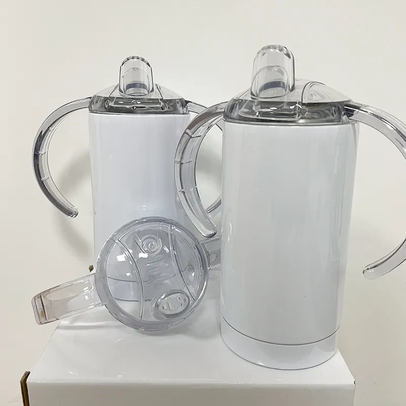 12 Unzen gerade Sublimation Sippy Cup Edelstahl Babyflasche für Kinder Doppelwand Vakuum Kleinkind Milchbecher mit Griff 0228