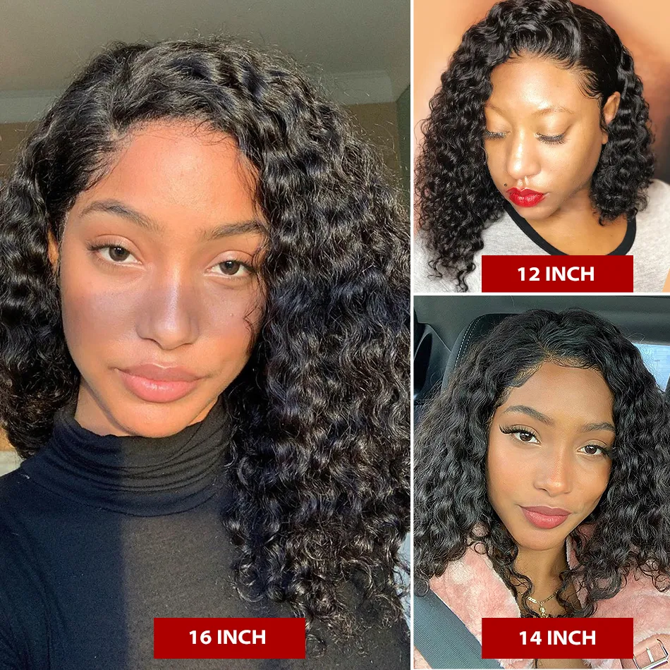 Curly Short Bob 13x4 Lace Front Human Hair Wigs PrePlucked for Women Kinky Deep Water Wave Frontal Virgin Wig2917816