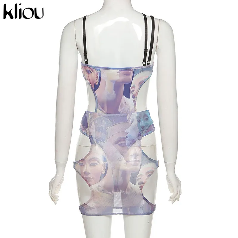 Kliou print cut ut rem Sexig midnatt Tvådelar för kvinnor Skinny Bodysuit + Kjol Party Clubwear Matching Set 220302