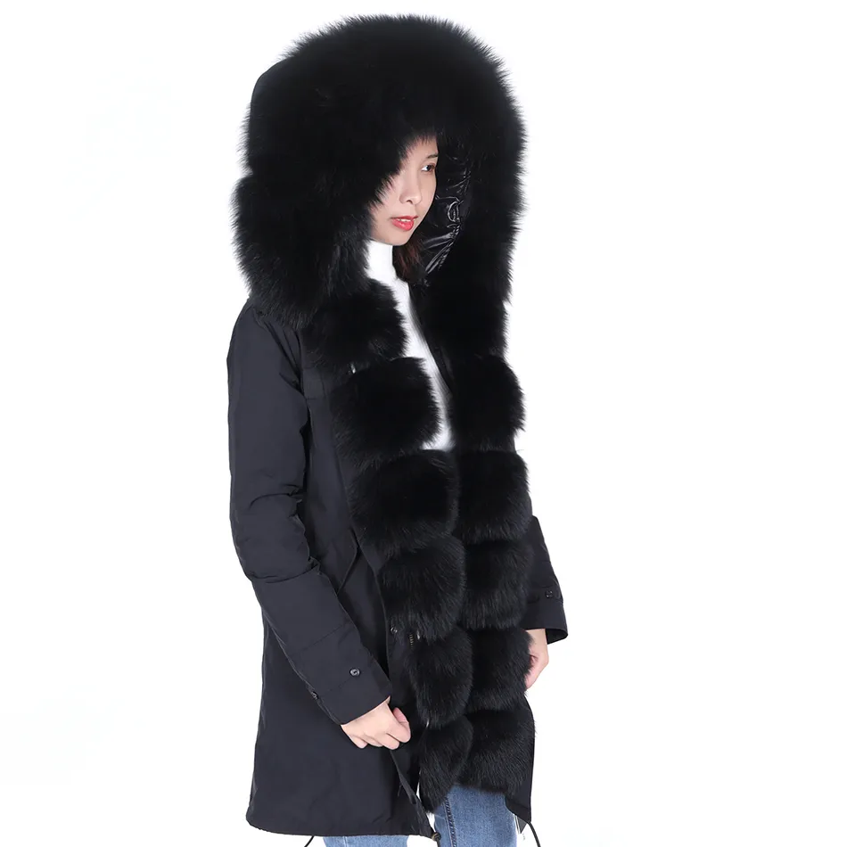 Maomaokong Plus Size Winter Coat Женское пальто Real Big Eckcoon Fur Collear Толкие женщины вниз и армия Parka Green Winter Warter Jac 201125