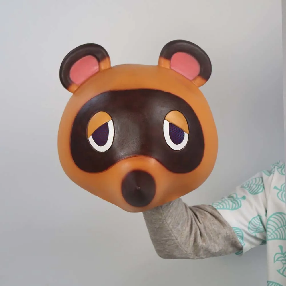 Animal Crossing Tom Nook Mask Cosplay niedliche Leopardenkatze Latex Masken Helm Halloween Carnival Masquerade Party Kostüm Requisiten T200502266